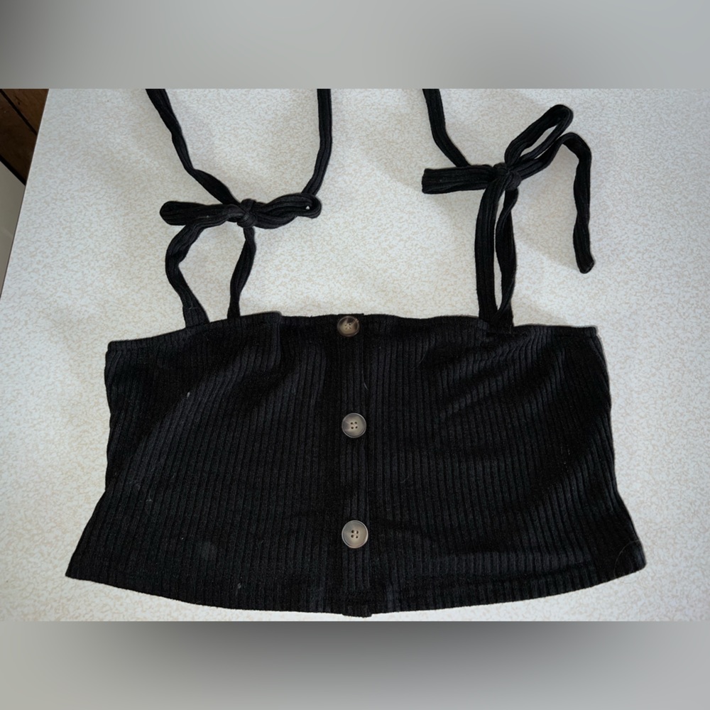 Shein Plus Tie Shoulder Button Front Cami Top